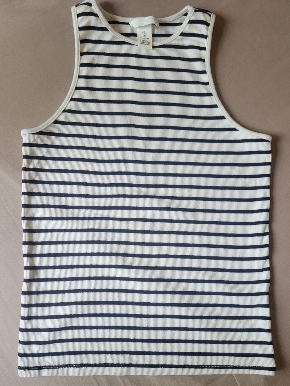 H&M Classic Black  & White Stripe Ribbed Tank Top